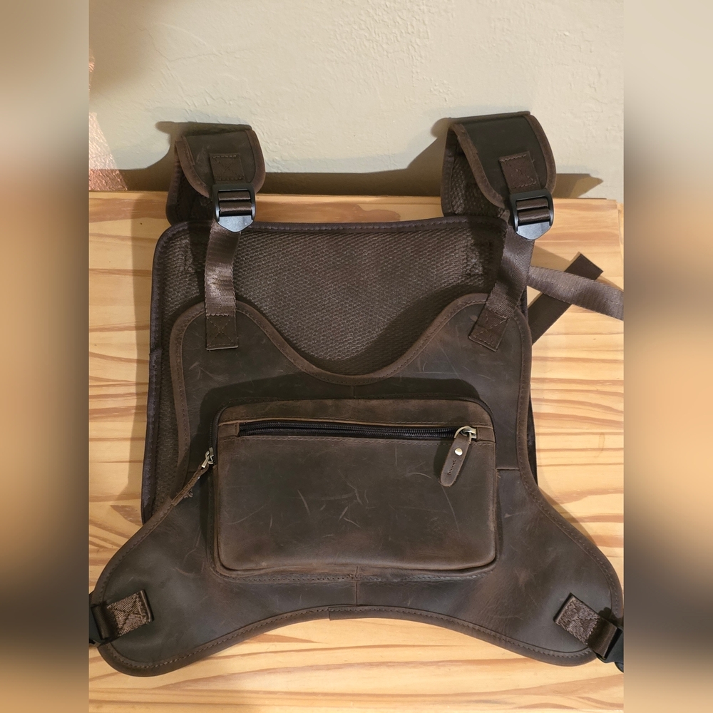 Mens Leather Hands Free Tactical Rig Bag/Walkie Talkie/Phone Holder NWOT